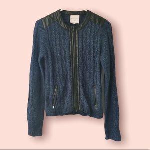 Romeo & Juliet Couture Cable Leather Trim Sweater